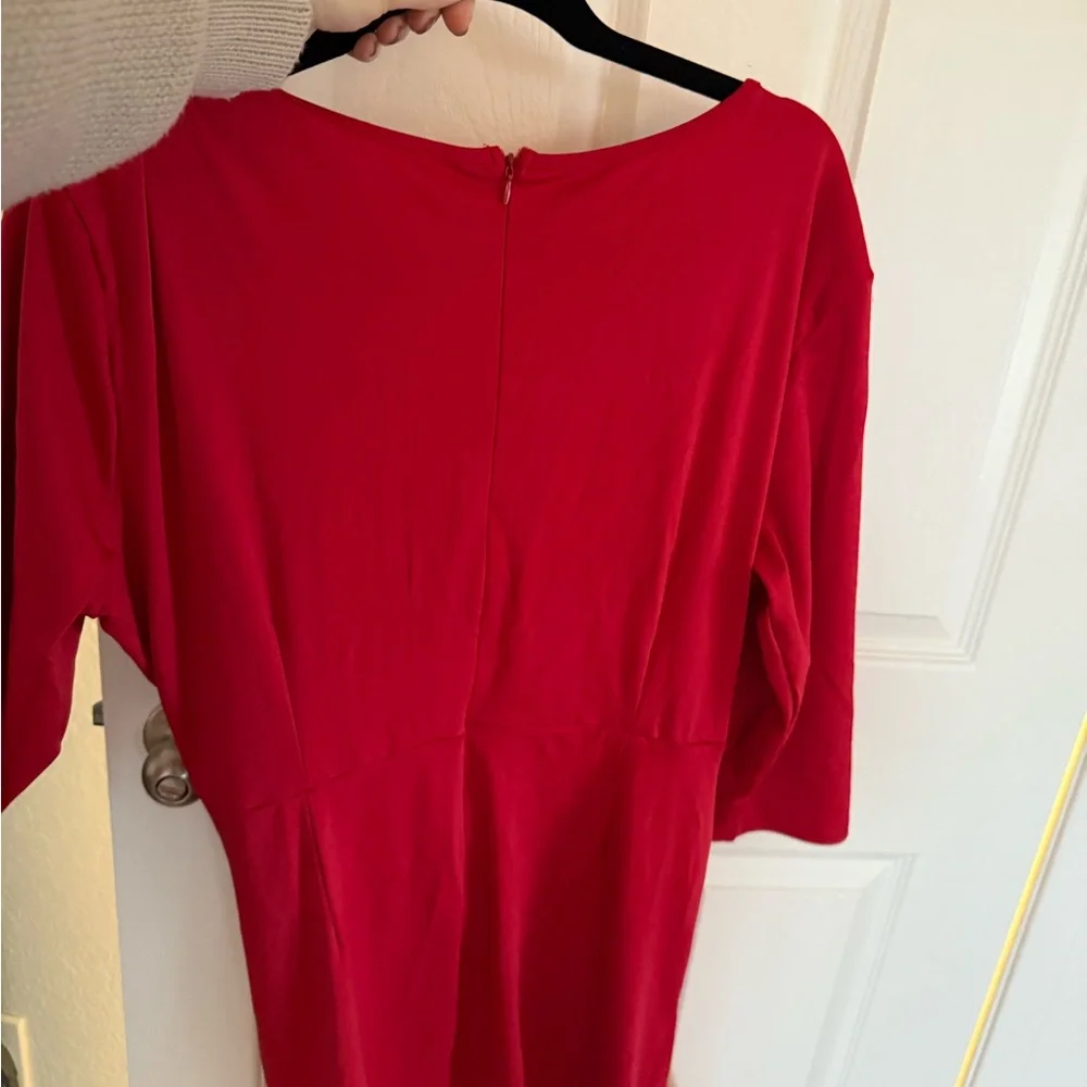 RED SIDE RUCHED DRESS - Picture 3 of 3